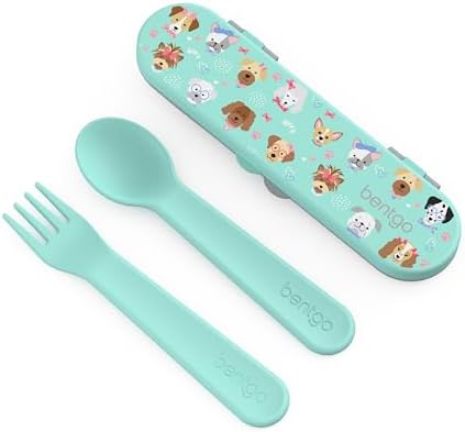 Bentgo® Kids Plastic Utensil Set - Reusable Fork, Spoon & Storage Case, PFAS- & BPA-Free, Easy-Grip Handles, Lightweight, Dishwasher Safe, School Lunch, Travel & On-the-Go (Puppy Love) by Unknown