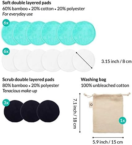 Reusable Makeup Remover Pads | Eco Friendly & Zero Waste Cotton Rounds | Beauty Products | 15 Natural & Organic Face Pads with Laundry Bag | Soft for All Skin Types | Bamboo Wipes for Facial Cleansing - Image 4