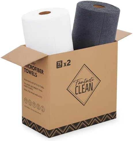 Fantasticlean Microfiber Cleaning Cloth Rolls -150 Sheets (White, Dimgrey) - Image 2