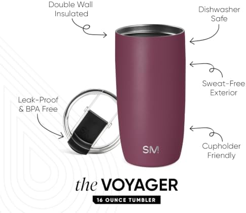 Simple Modern Travel Coffee Mug with Lid | 16oz | Purple - Image 2