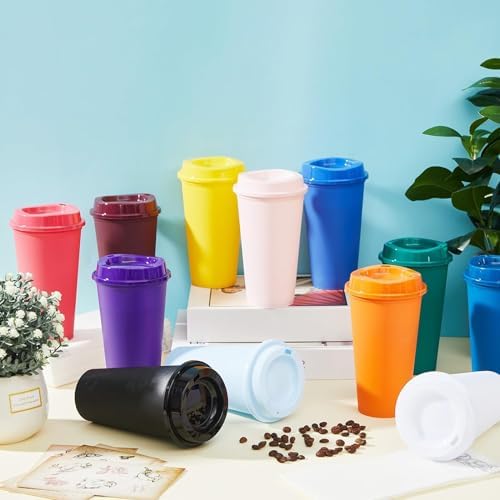 FillTouch 24 Pcs 16 oz Reusable Coffee Cups with Lids, Bright Colors - Image 4