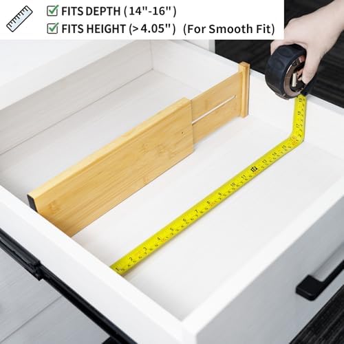 Utoplike Bamboo Drawer Organizer, 4" H Dresser Drawers Dividers for Clothes - Image 6