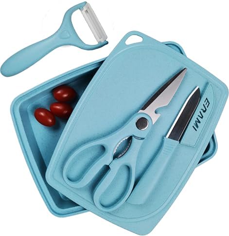 ZeQi 5-in-1 Cutting Board, Knife, Peeler, Scissors and Tray Set/Travel, Camping, Outdoor, Dorms, Small Cutting Boards, BPA Free, Dishwasher Safe, Kitchen Utensils, Gift - Image 2