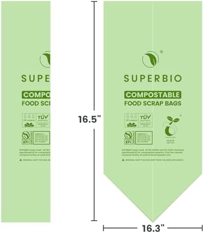 SUPERBIO 2.6 Gallon Compostable Food Waste Bags, 100 Count, 1 Pack - Image 5