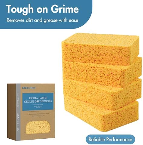 Kitchen Sponges – 4 Pack Large Cellulose Dish Washing Sponges, Natural Wood Pulp, Heavy-Duty Non-Scratch Cleaning for Kitchen, Bathroom, Countertops, Car Wash, 5.4x3.5x1.3 inch - Image 5