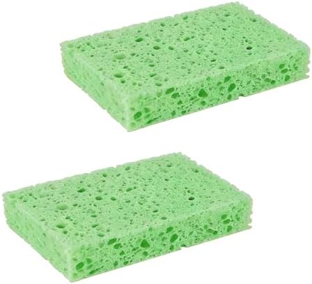 Multi-Use Cellulose Kitchen Sponges Compressed Cellulose Sponges, Non-Scratch, Dish Sponge for Kitchen Bathroom Cars, Funny Cut-Outs DIY (2, Green) by Unknown