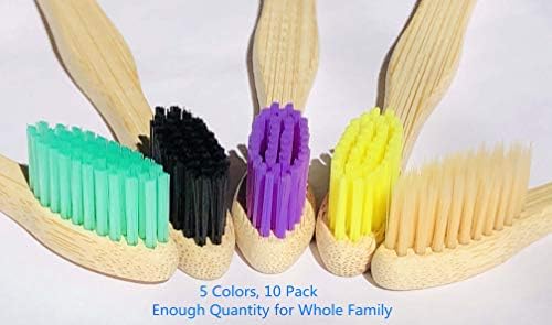 Bamboo Toothbrushes 10 Pack, Medium Soft Bristles BPA Free Biodegradable Bulk Wooden Toothbrush - Image 4