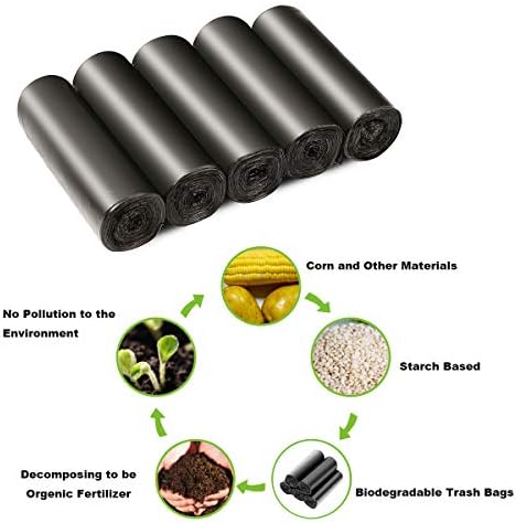 4-6 Gallon Recycled Trash Bags Biodegradable Trash Bags Compostable Garbage bags Recycling bags Degradable Waste basket Liners Bags for Bathroom Kitchen Bedroom Living Room Office (Black, 100 Counts) - Image 2