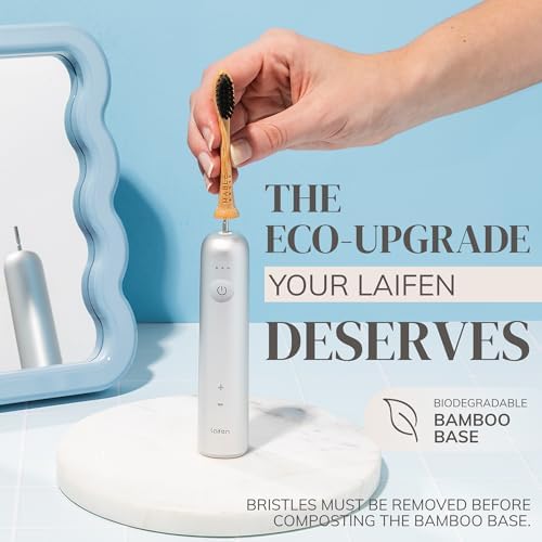 Bamboo Electric Toothbrush Heads | Compatible with Laifen Electric Toothbrush | 4 Brush Heads with Soft Bristles | Plant-Based Adult Size Replacement Heads - Image 3