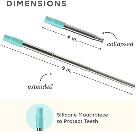 Zoku Reusable Metal Straw with Case, Collapsible Travel Straw - Teal - Image 3
