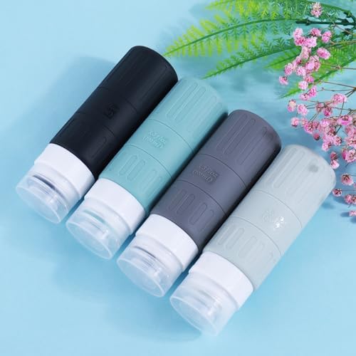 GLAMFIELDS Travel Bottles for Toiletries,TSA Approved 3.3oz Size LeakProof Silicone Toiletry Containers for Shampoo, Conditioner,Easy to Squeeze，Portable Travel Essentials for Lotion(18 Pack) Gray - Image 4
