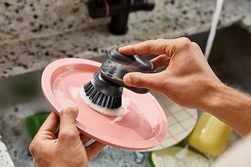 Joseph Joseph SinkTech Soap-Dispensing Palm Brush with Replaceable Head and Stainless-Steel Stand Drip Tray - Image 3
