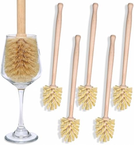 6-Pack Natural Wood Dish Brush Set with Long Beechwood Handle & Sisal Bristles, 13.8 x 2.7 Inch Bottle Brush for Cleaning Jars, Mugs, Glasses, Vases, Pitchers - Image 7