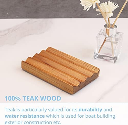 HTB Teak Wood Soap Dish for Shower,Non-Slip Soap Holder Bathroom - Image 6