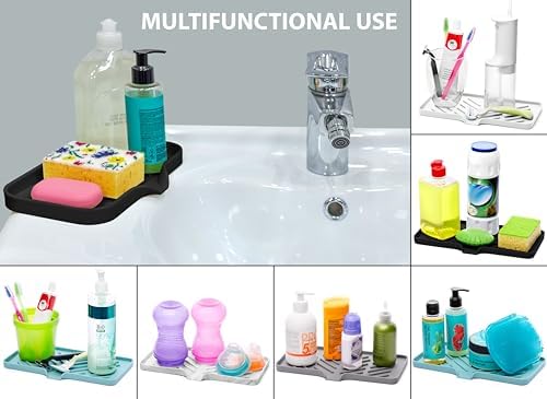 1 Pc Light Green Silicone Sponge Holder - Sink Tray for Soap and Sponge Organization - Image 6