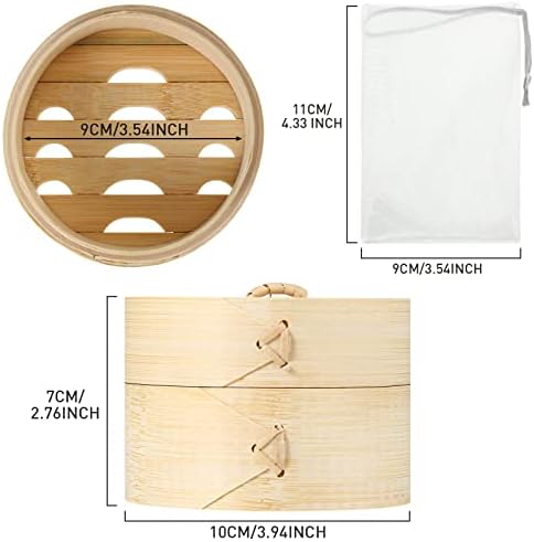 Chengu Natural Bamboo Soap Bar Holder with Lid Soap Dish Drain Foaming Net Shampoo Container Wood Tray Handmade Bamboo Case for Bathroom Shower Kitchen(4 Pieces,3.9 Inch) - Image 2