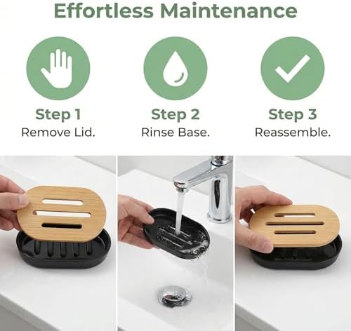 Bamboo Soap Holder Wooden Dish Bar Tray for Shower Sink Bathroom Self Draining Soap Stand Holders Dishes of Soaps Saver for Homemade Soaps - Image 5