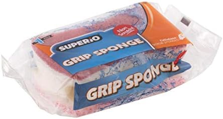 Superio Scrub Sponge with Grip (2 Pack) Heavy Duty Duel Sided Kitchen Sponge Cellulose Kosher Easy to use Dish wash Sponge (Red/Pink) - Image 5