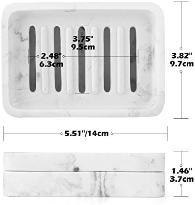 Luxspire Soap Dish Tray, Double Layer Soap Holder, White Marble - Image 4