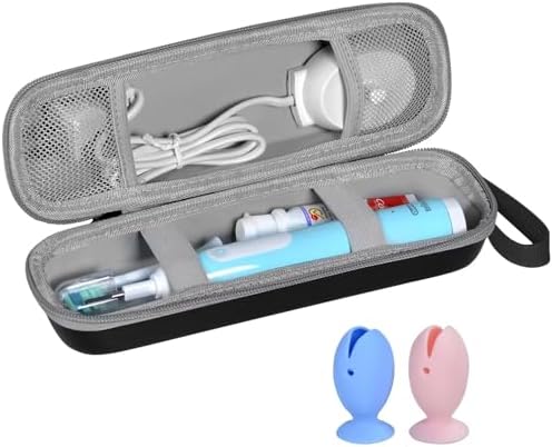 Travel Case for Oral-B/Oral-B Pro/Phlips Sonicare Electric Toothbrush with 2pcs Toothbrush Heads Cover Cap, Portable Hard Protective Storage Bag with Accessories Storage (Black) by TUNYINSH