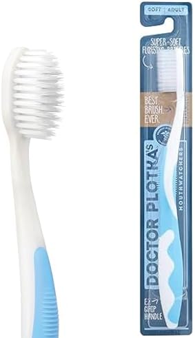 MOUTHWATCHERS Soft Manual Toothbrush, Adults, Flossing Bristles, Blue by Mouthwatchers