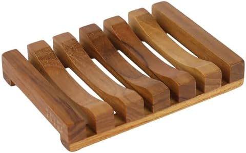 HTB Slotted Bar Soap Holder Teak Wood for Bathroom by HTB