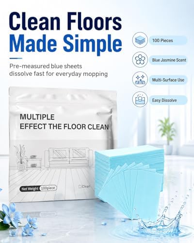 Multi Effect Floor Clean Tablets Cleaning Tables Mopping Cleaner Multiple Tablet Surface Wood Hardwood Sheets Sheet Floors Effects Multipurpose Extra Thick Pack Tables Concentrated(Blue200pcs) - Image 2