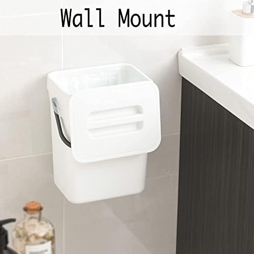LALASTAR Compost Bin Indoor Kitchen Sealed, Hanging Small Trash Can with Lid Under Sink for Kitchen, Food Waste Bin for Countertop, Mountable Garbage Can for Bathroom, RV, 5L/1.3 Gal, White - Image 5