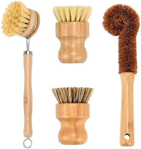 4 Piece Bamboo Dish Brush Set by Zalaxt