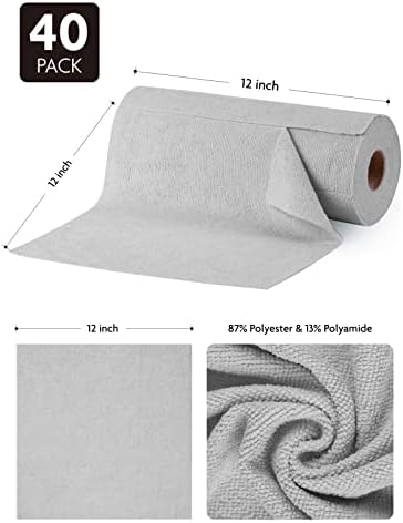 Fantasticlean Microfiber Cleaning Cloth Roll- 40 Sheets, 12" x 12" (Grey) - Image 4