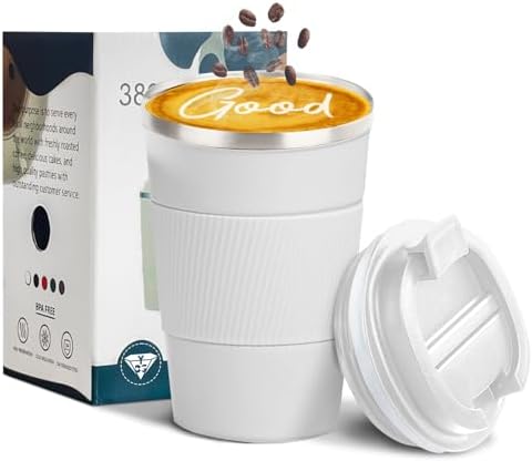 Insulated Travel Coffee Mug, Stainless Steel Coffee Cup with Leakproof Lid by YINBAOGE