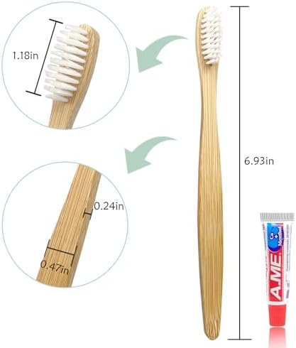 Bamboo Toothbrushes Kit Bulk, 50 Disposable Toothbrushes with Toothpaste - Image 3