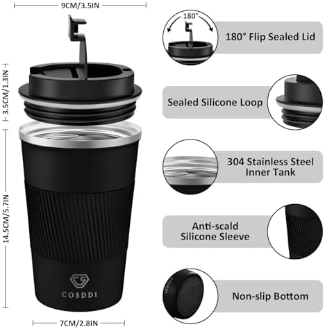 CS COSDDI 12 oz Coffee mug - Stainless Steel Coffee Cup with Leakproof Lid - Image 2