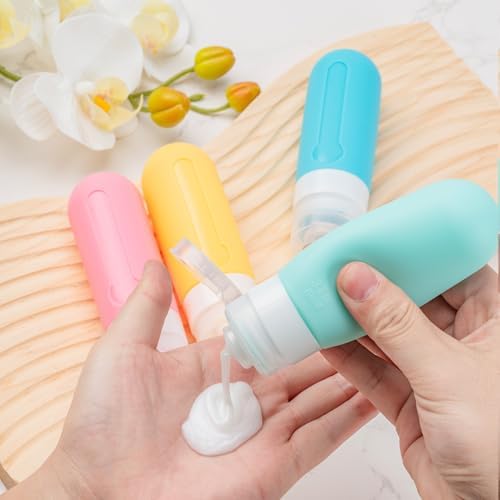 MODENGKONGJIAN 16 Pack Travel Bottles for Toiletries,TSA Approved Silicone Squeezable Travel Shampoo Bottles, 3oz Leak Proof Refillable Toiletry Cosmetic Containers（16 Pcs/Light Yellow） - Image 5