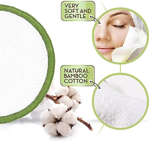 MSQ Reusable Makeup Remover Pads (20 Pack) with Washable Laundry Bag and Round Box for Storage, Bamboo Cotton Rounds for All Skin Types, Eco-Friendly Reusable Bamboo Cotton Pads - Image 3