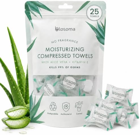Unscented Compressed Towels for Camping & Outdoors – Antibacterial Instant Expandable Face Towels, Biodegradable Disposable Cotton, Pack of 25 by Unknown