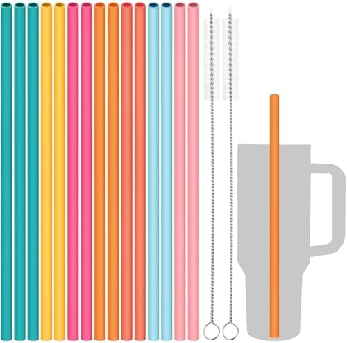 Tomorotec 15PCS Silicone Drinking Straws Fit for Stanley 40oz 30oz Tumbler by Tomorotec