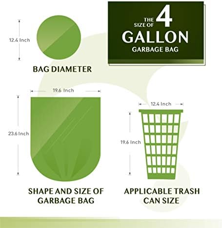 FORID 4 Gallon Garbage Bags, 150 Count, Unscented, Strong Trash Can Liners, 15 Liter Wastebasket Bags for Kitchen, Bathroom, Home Office, Green - Image 6