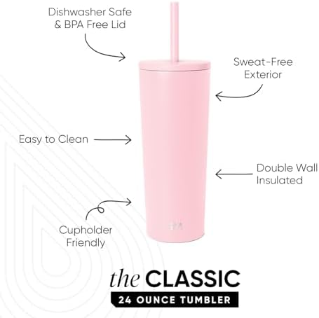 Simple Modern Iced Coffee Tumbler, Insulated | 24oz | Pink - Image 2