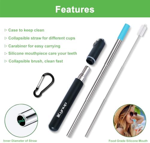 Kynup Reusable Collapsible Metal Straws, Cruise Ship Essentials (4Pack) - Image 5
