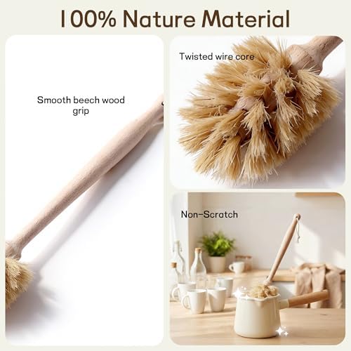 Bottle Brush Cleaner,Solid Beech Wood Handle Tapered, Non-Scratch for Cleaning Coffee Cups,Mason,Thermos,Glass Bottle,Beer Bottles,Wine Bottles - Image 3