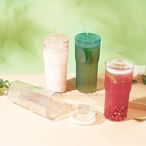 JunVpic Glass Coffee Tumbler, 20 oz Glass Cup with Lid and Straw - Image 5