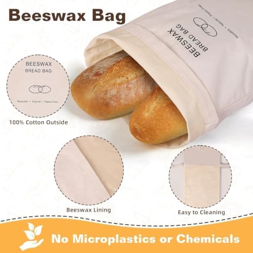 Beeswax Bread Bag for Sourdough Homemade Bread Bags, Reusable Food Storage - Image 3