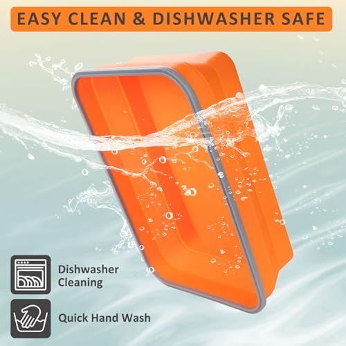 XL Collapsible Marinating Container,Large-Capacity Grill Accessory Perfect For Bbqs And Parties,Marinade And Brining Prep, Collapsible Silicone Food Storage Containers Set (10L/2.64Gallon),Orange - Image 5