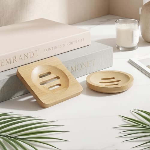 2 Pcs Wooden Soaps Saver for Shower Natural Bamboo Soap Dish - Image 6
