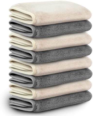 Nugilla Makeup Remover Cloths, 8 Packs Makeup Remover Towels Reusable Face Wash Cloth, Soft Makeup Removal Microfiber Face Cloth for Women(Beige/Cool Grey) by Nugilla