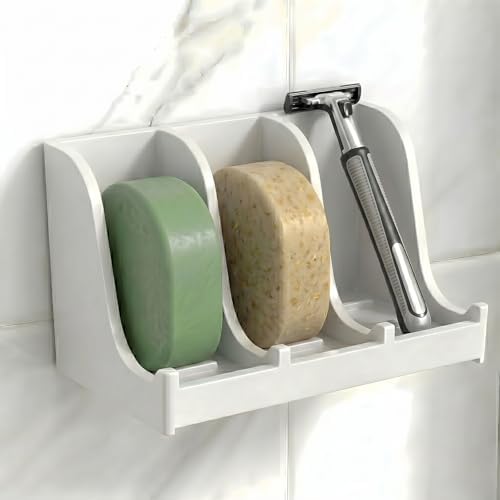 Soap Holder for Shower Wall, 3-Compartment Soap Dish [Patent Pending] by HighHerz
