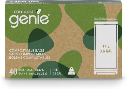 Compost Genie 3.6 Gallon Compostable Bags, 40 Count, Sturdy for Food Waste, Compatible with Kitchen Compost Genie Bins, ASTM D6400 Certified (Pack of 10) by CompostGenie