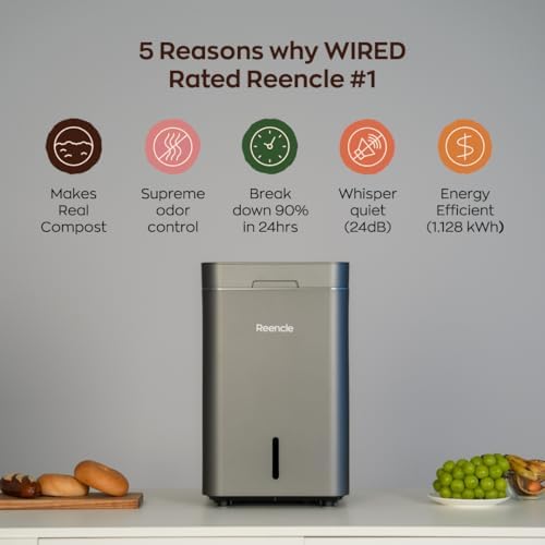 Reencle Gravity Electric Composter - 22L Kitchen Composter– Decomposes 3.3 lbs Daily, Odorless & Quiet Indoor Composting, Rapid Decomposition with All-new Compost Starter 2.0 + Booster Pack (Silver) - Image 4