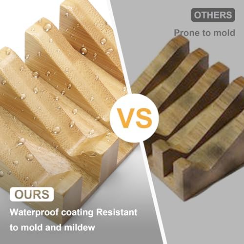 Jiozermi 2 Pcs Bamboo Soap Dish,Sloped - Image 4